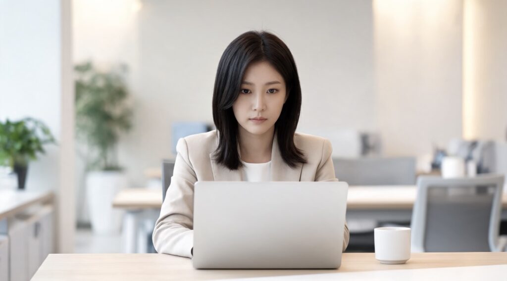 퇴직금 평균임금 계산 확인하는 여성