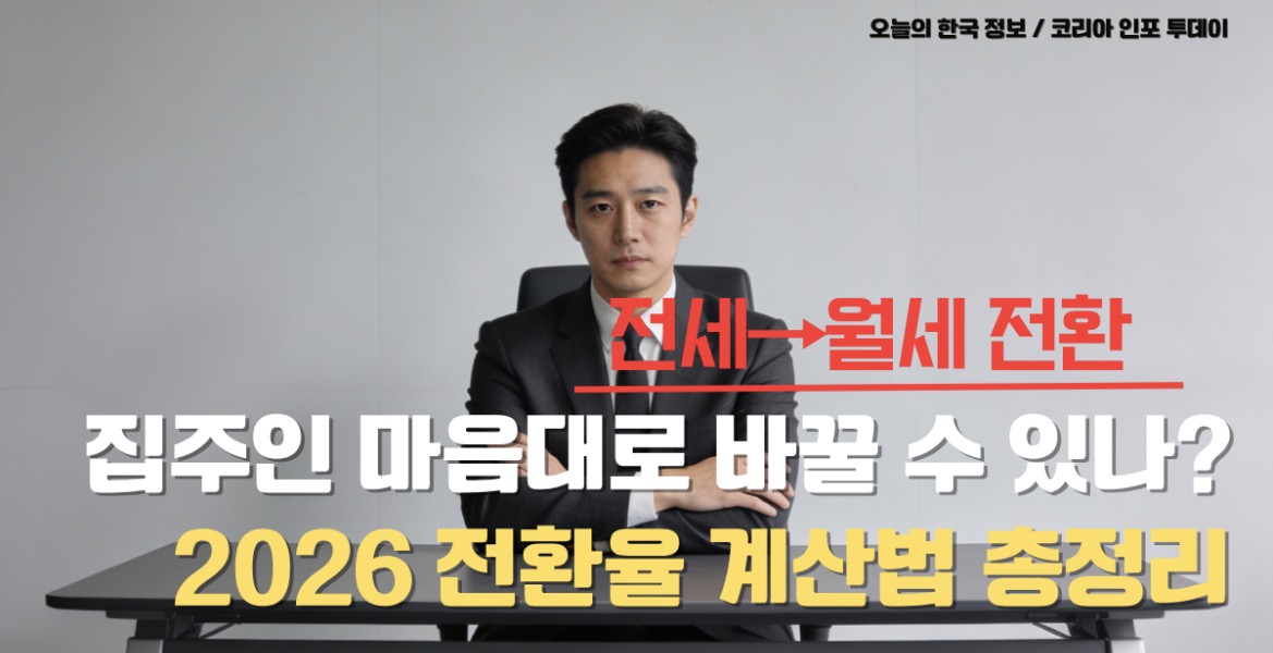 전세에서 월세 전환 계산 방법과 전환율을 설명하는 법률 정보 이미지