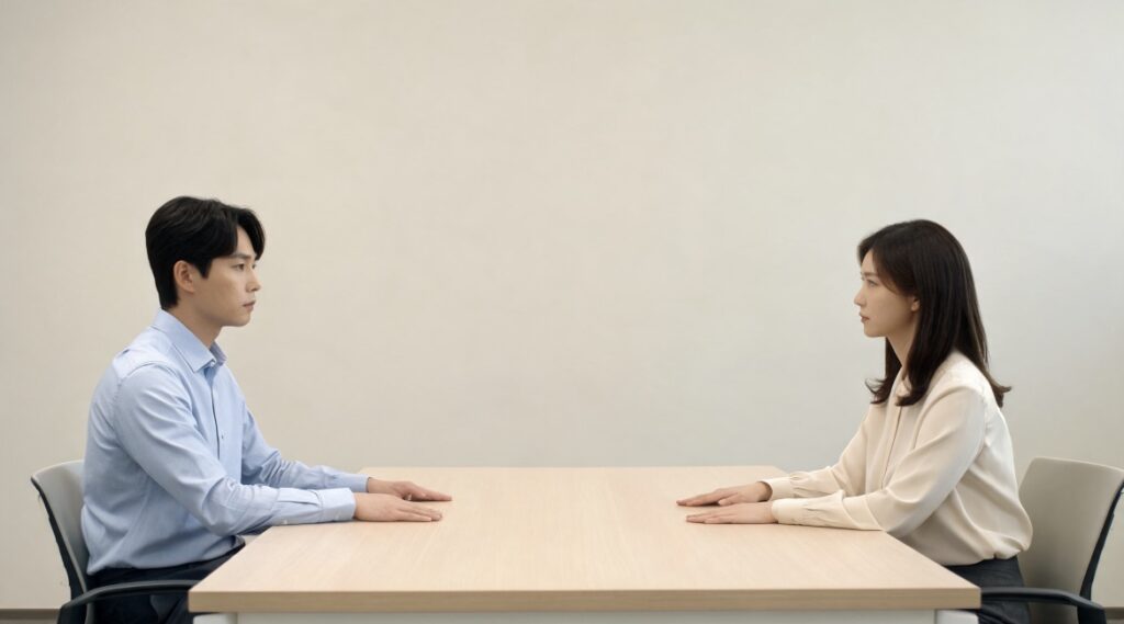 법률 상담을 진행 중인 임차인의 모습