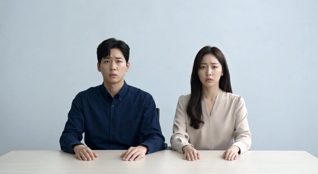 집주인 변경 통보를 받은 임차인 부부의 모습