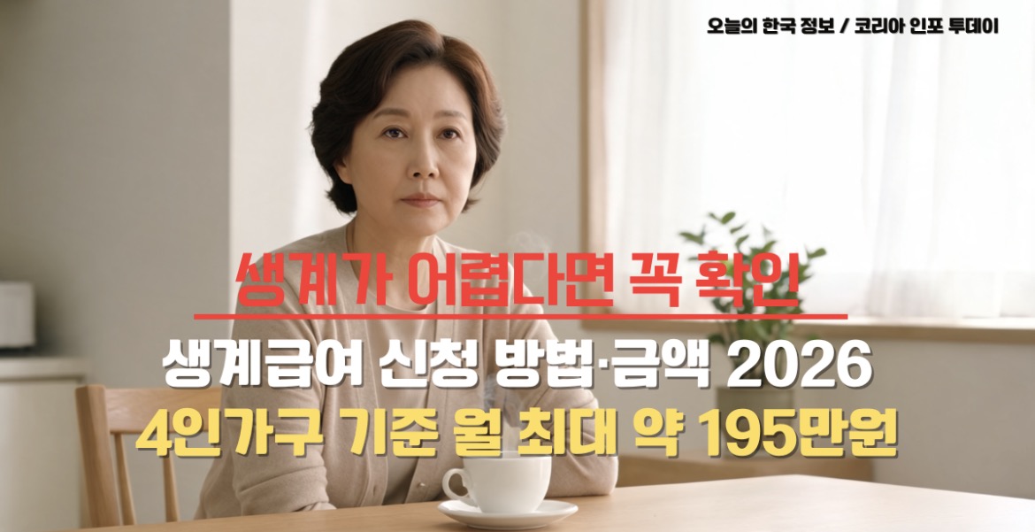 2026년 생계급여 신청 방법과 지급 금액 안내