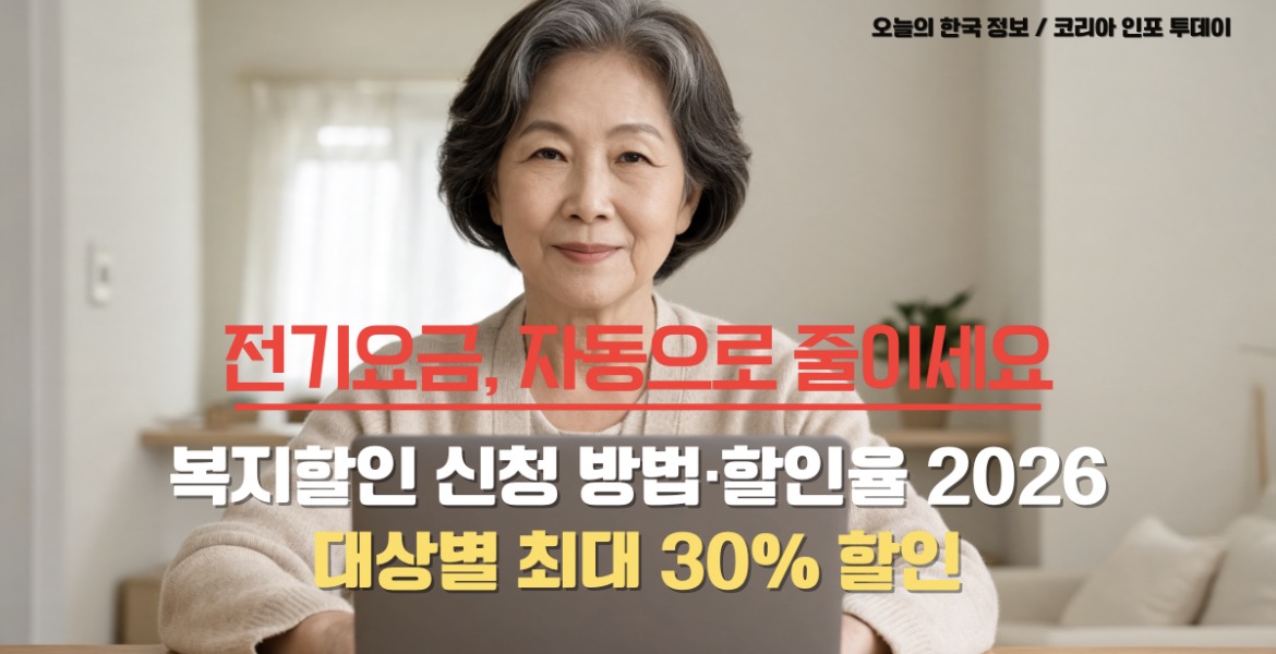 2026년 전기요금 복지할인 신청 방법과 할인율 안내
